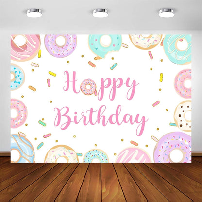 Donut Cartoon Children Birthday Background Cloth, 150x100cm, 180x180cm, 210x150cm, 210x180cm