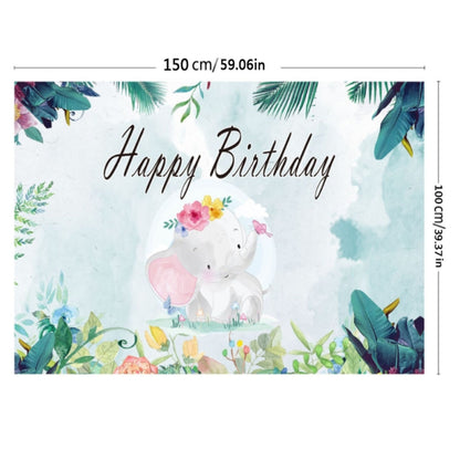 150x100cm Cartoon Cute Elephant Birthday Theme Party Decoration Photography Background Cloth
