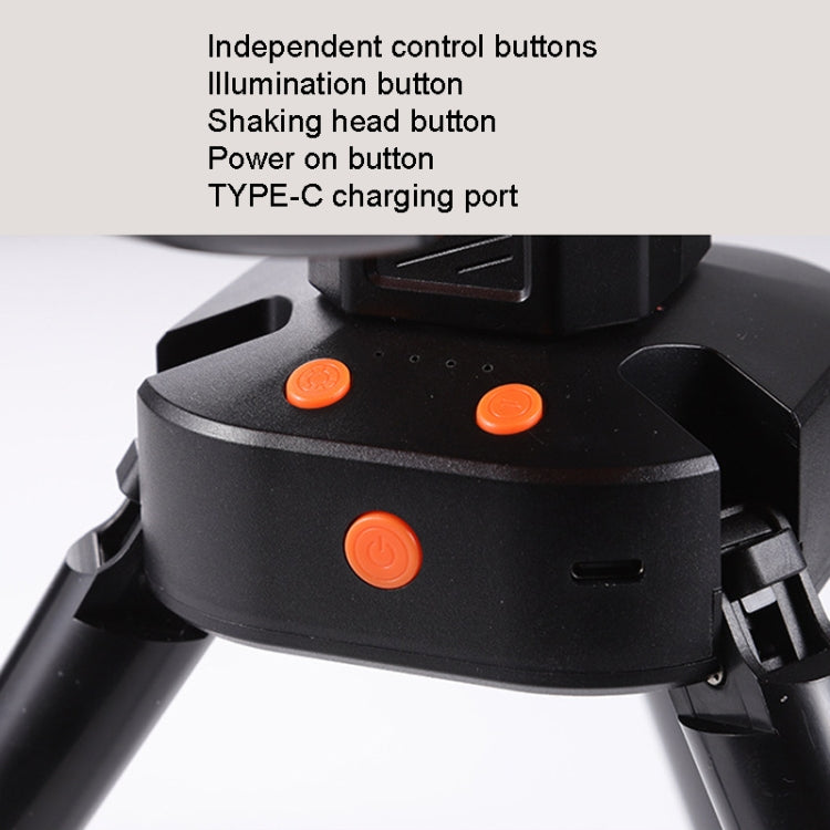 Outdoor Camping USB Charging Fan Tent Swing Head Fan With Tripod LED Light