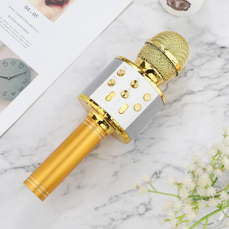 WS-858L LED Light Flashing Wireless Capacitance Microphone Comes With Audio Mobile Phone Bluetoon Live Microphone, WS-858L (Blue), WS-858L (Black), WS-858L (Rose Gold), WS-858L (Pink), WS-858L (Gold)