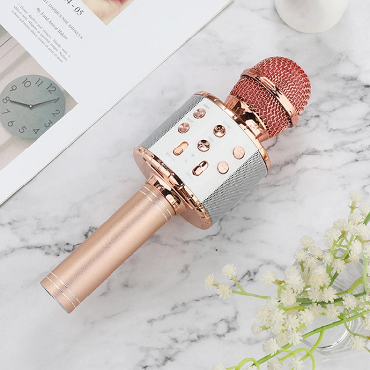 WS-858L LED Light Flashing Wireless Capacitance Microphone Comes With Audio Mobile Phone Bluetoon Live Microphone, WS-858L (Blue), WS-858L (Black), WS-858L (Rose Gold), WS-858L (Pink), WS-858L (Gold)