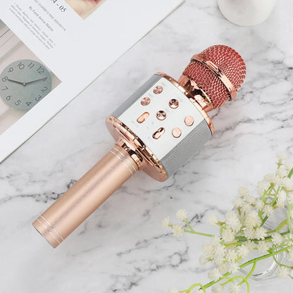 WS-858L LED Light Flashing Wireless Capacitance Microphone Comes With Audio Mobile Phone Bluetoon Live Microphone, WS-858L (Blue), WS-858L (Black), WS-858L (Rose Gold), WS-858L (Pink), WS-858L (Gold)