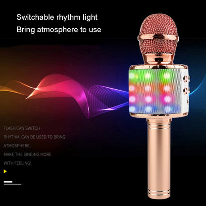WS-858L LED Light Flashing Wireless Capacitance Microphone Comes With Audio Mobile Phone Bluetoon Live Microphone, WS-858L (Blue), WS-858L (Black), WS-858L (Rose Gold), WS-858L (Pink), WS-858L (Gold)