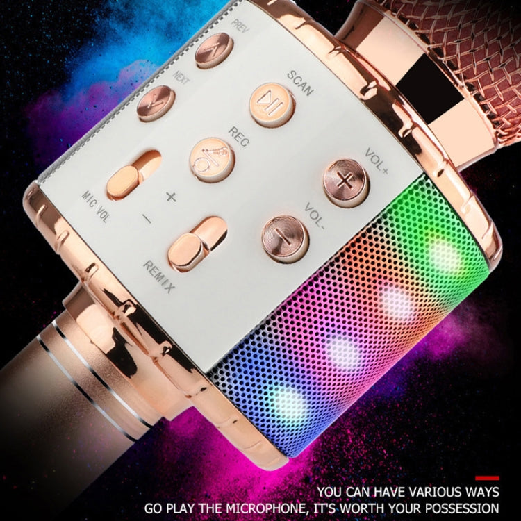 WS-858L LED Light Flashing Wireless Capacitance Microphone Comes With Audio Mobile Phone Bluetoon Live Microphone, WS-858L (Blue), WS-858L (Black), WS-858L (Rose Gold), WS-858L (Pink), WS-858L (Gold)