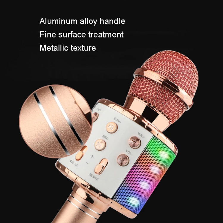 WS-858L LED Light Flashing Wireless Capacitance Microphone Comes With Audio Mobile Phone Bluetoon Live Microphone, WS-858L (Blue), WS-858L (Black), WS-858L (Rose Gold), WS-858L (Pink), WS-858L (Gold)