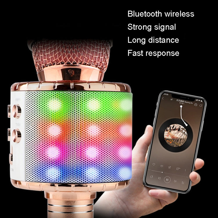 WS-858L LED Light Flashing Wireless Capacitance Microphone Comes With Audio Mobile Phone Bluetoon Live Microphone, WS-858L (Blue), WS-858L (Black), WS-858L (Rose Gold), WS-858L (Pink), WS-858L (Gold)