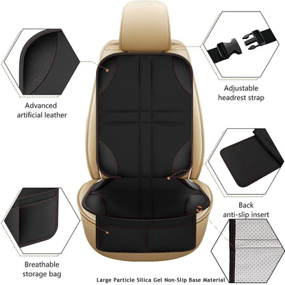 2pcs Child Car Seat Protector Non-Slip Base Material + Waterproof 600D Fabric, Red Line, Black Line