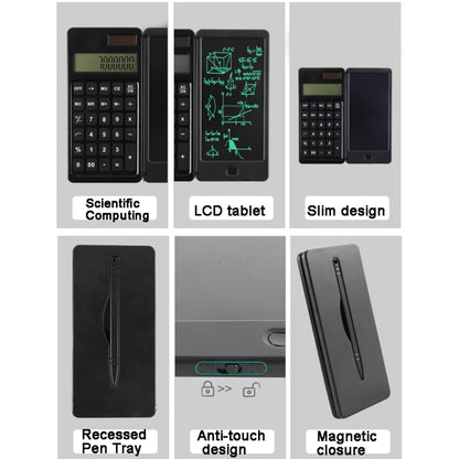 Solar Calculator Handwriting Board Learning Office Portable Folding LCD Writing Board, Solar & Button Battery