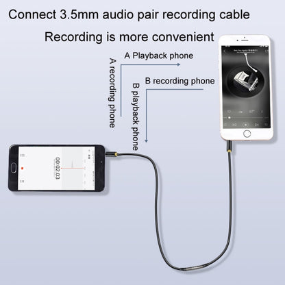 JINGHUA 3.5mm Cable Audio Conversion Microphone Two-way Transcriber, 1m