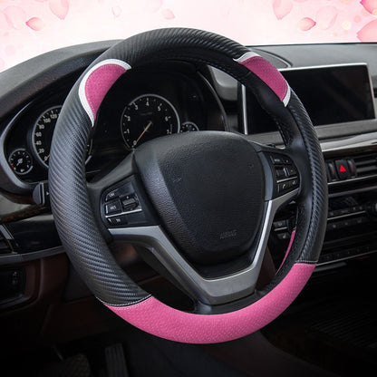 38cm Cute Rabbit Women Cartoon Car Steering Wheel Cover, Round Black Pink, Round Black, Round Black Red, Round Black Rose Red, Round Black Boffee, D  Type Black Pink, D Type Black, D Type Black Red, D Type Black Rose Red, D Type Black Coffee
