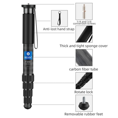 Carbon Fiber Monopod Travel Shooting Mobile Phone Live Selfie Bracket Retractable Portable Monopod, BEXIN P335CF-S, BEXIN P336CF-S, BEXIN P365CF-S, BEXIN P366CF-S, BEXIN P405CF-S, BEXIN P406CF-S