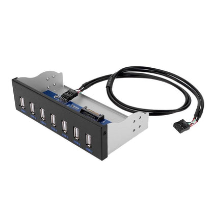 7 Port USB2.0 Optical Drive Bit Front Panel, Side Plug, Flat Mouth