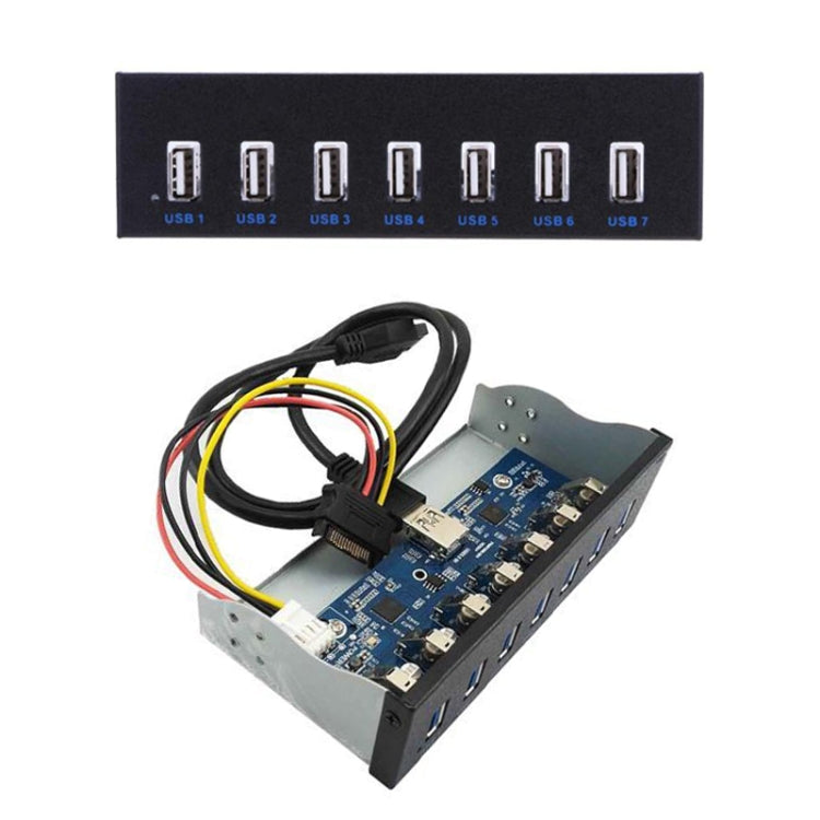 7 Port USB2.0 Optical Drive Bit Front Panel, Side Plug, Flat Mouth