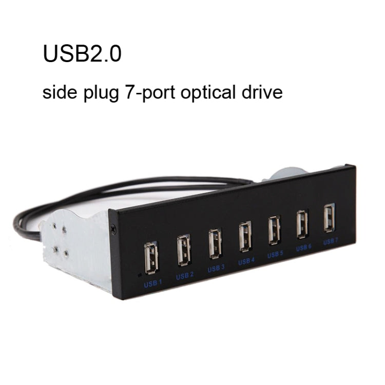 7 Port USB2.0 Optical Drive Bit Front Panel, Side Plug, Flat Mouth