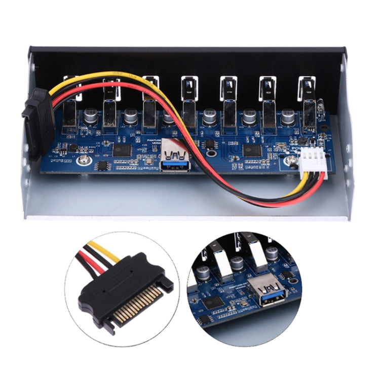 7 Port USB2.0 Optical Drive Bit Front Panel, Side Plug, Flat Mouth