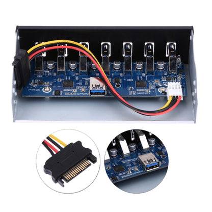 7 Port USB2.0 Optical Drive Bit Front Panel, Side Plug, Flat Mouth