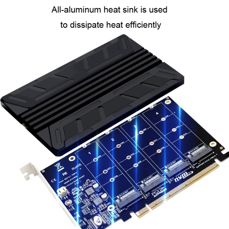 NVMe M.2 MKEY SSD RAID Array Motherboard PCIE Split Card Heatsink, Heatsink