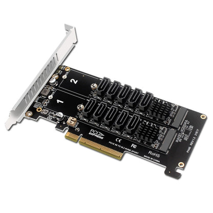 Double NVME Raid PCI-EX8 Split Card To SATA10 Port Transfer Card, 10 Port