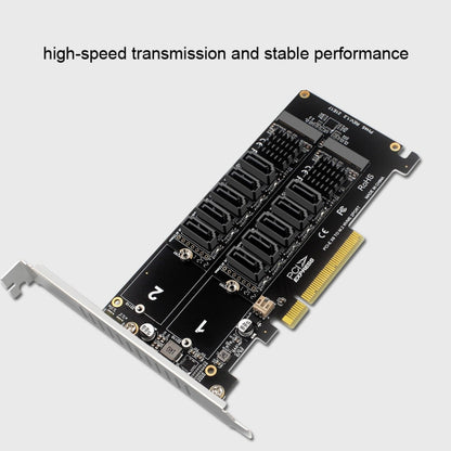 Double NVME Raid PCI-EX8 Split Card To SATA10 Port Transfer Card, 10 Port