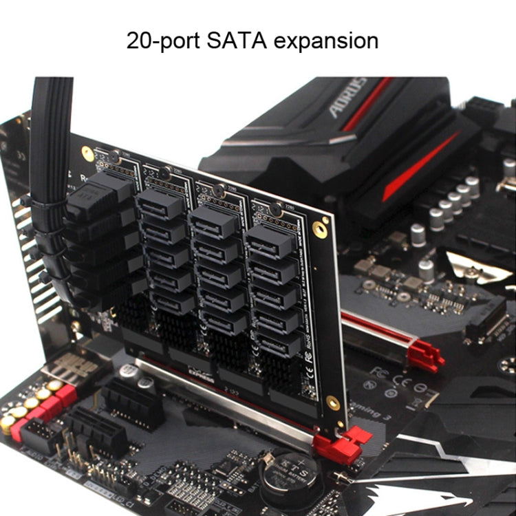 PCIEX16 NVME M.2 RAID Array Expansion SATA 20 Port Transfer Card, 20 Port
