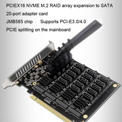PCIEX16 NVME M.2 RAID Array Expansion SATA 20 Port Transfer Card, 20 Port