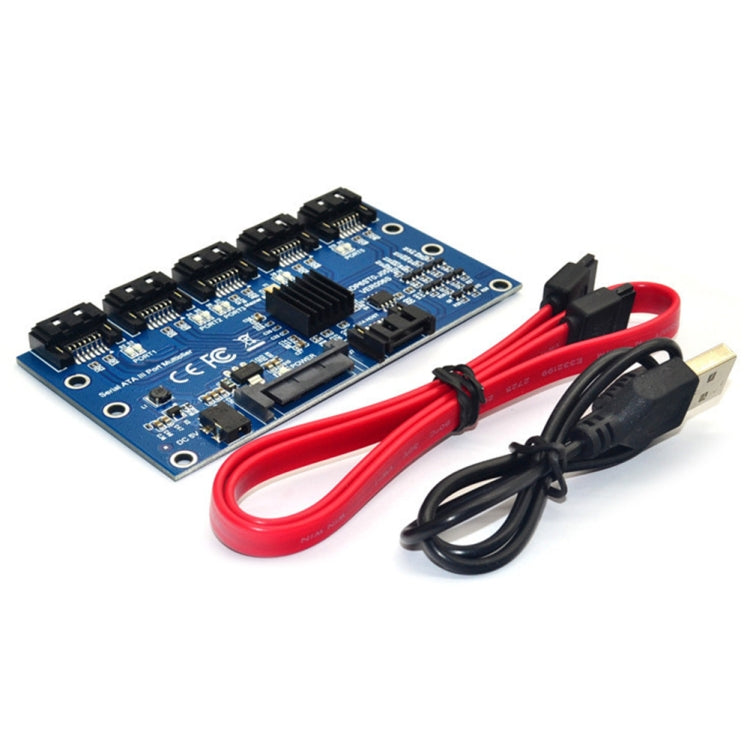 SATA Expansion Card 1 to 5 Port Riser Card, SATA3.0 6Gbps JMB575 Chip, SATA2.0 3Gbps JMB321 Chip