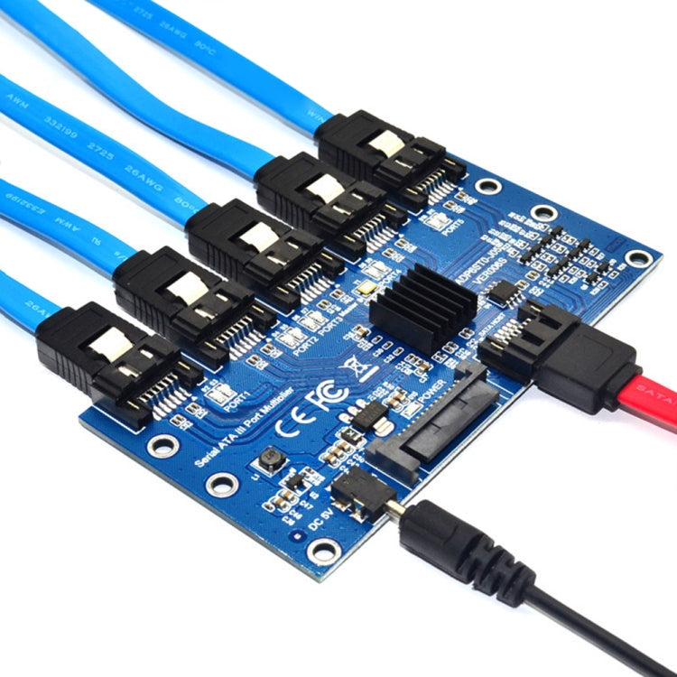 SATA Expansion Card 1 to 5 Port Riser Card, SATA3.0 6Gbps JMB575 Chip, SATA2.0 3Gbps JMB321 Chip