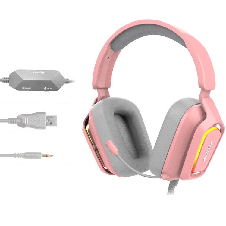 Ajazz AX368 Computer Game Audio Recognition RGB Headset, AX368 7.1 Channel Version Pink, AX368 3.5mm Version Pink, AX368 3.5mm Version Black