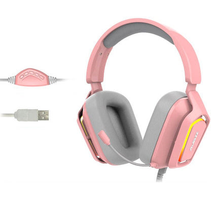 Ajazz AX368 Computer Game Audio Recognition RGB Headset, AX368 3.5mm Version Pink, AX368 3.5mm Version Black, AX368 7.1 Channel Version Pink