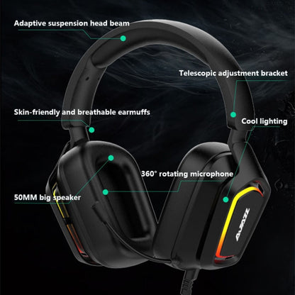 Ajazz AX368 Computer Game Audio Recognition RGB Headset, AX368 3.5mm Version Pink, AX368 3.5mm Version Black, AX368 7.1 Channel Version Pink
