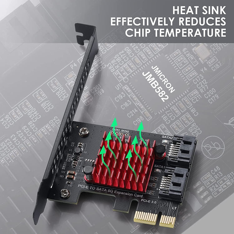 PCI-E 1X GEN3 To SATA3.0 Expansion Card 2 Ports 6Gbps Transfer Expansion IPFS Hard Disk, PCI-E 1X GEN3 To SATA3.0