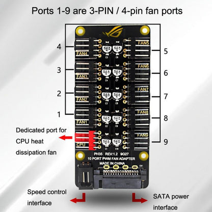 PWM Fan Hub Desktop Computer CPU Fan Expander Supports 3Pin&4Pin, PH35