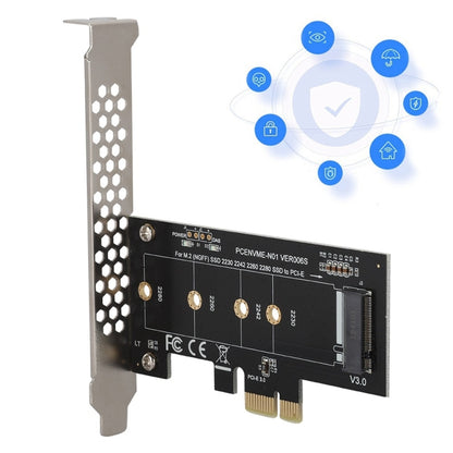 PCI-E 1X To M.2 NVME KEY-M SSD Riser Card Adapter, With Baffle, Without Baffle