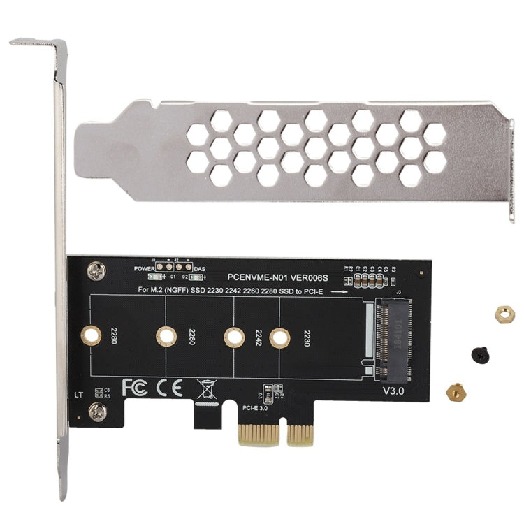 PCI-E 1X To M.2 NVME KEY-M SSD Riser Card Adapter, With Baffle, Without Baffle