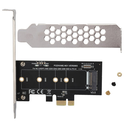 PCI-E 1X To M.2 NVME KEY-M SSD Riser Card Adapter, With Baffle, Without Baffle