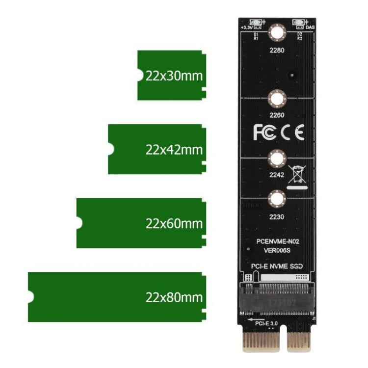 PCI-E 1X To M.2 NVME KEY-M SSD Riser Card Adapter, With Baffle, Without Baffle