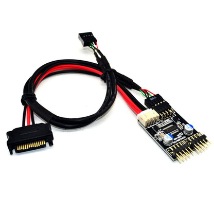 USB2.0 9pin To Dual 9pin Header HUB 1 to 2 Extension Connector Adapter with SATA Power Cable, 9pin To Dual 9pin