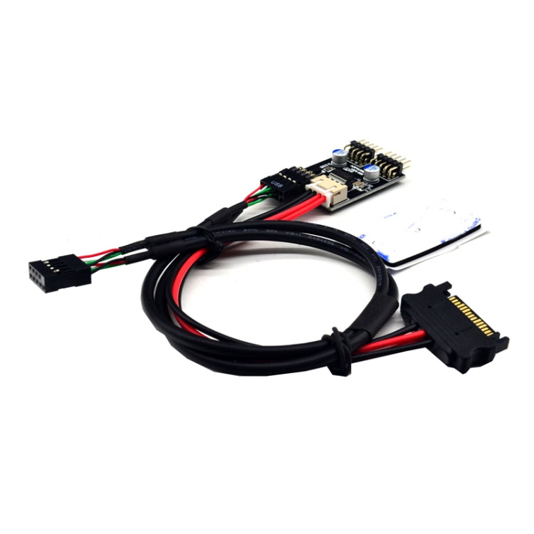 USB2.0 9pin To Dual 9pin Header HUB 1 to 2 Extension Connector Adapter with SATA Power Cable, 9pin To Dual 9pin