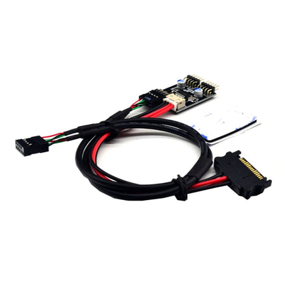 USB2.0 9pin To Dual 9pin Header HUB 1 to 2 Extension Connector Adapter with SATA Power Cable, 9pin To Dual 9pin