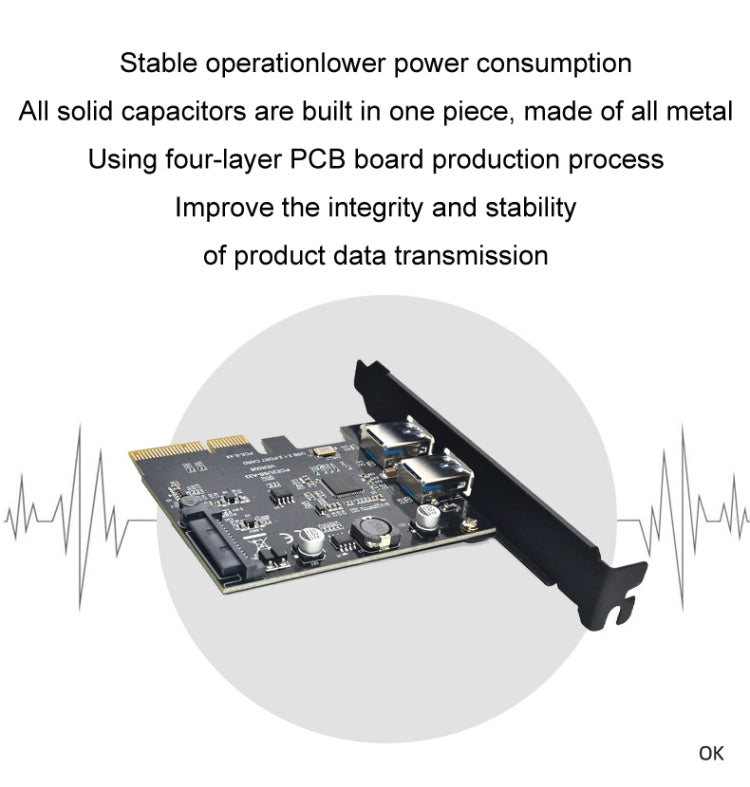 USB3.2 Expansion Card GEN2 Type-A Port ASMedia ASM3142 Transfer 10Gbps, PCE2USB-A32