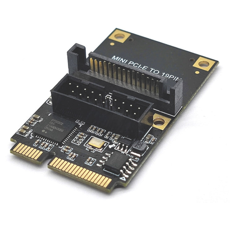 Mini PCI-E To USB3.2 GEN1 Front 19Pin 2 Ports Transfer Card Supports Half High, SATA, S 4PIN Electric Point