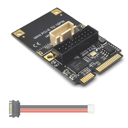 Mini PCI-E To USB3.2 GEN1 Front 19Pin 2 Ports Transfer Card Supports Half High, SATA, S 4PIN Electric Point