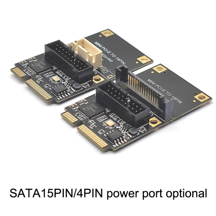 Mini PCI-E To USB3.2 GEN1 Front 19Pin 2 Ports Transfer Card Supports Half High, SATA, S 4PIN Electric Point