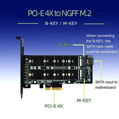 M.2 PCIe SSD Adapter Card PCIE 4x to M.2 Key M B Dual Interface Card, PCENGFF-N01