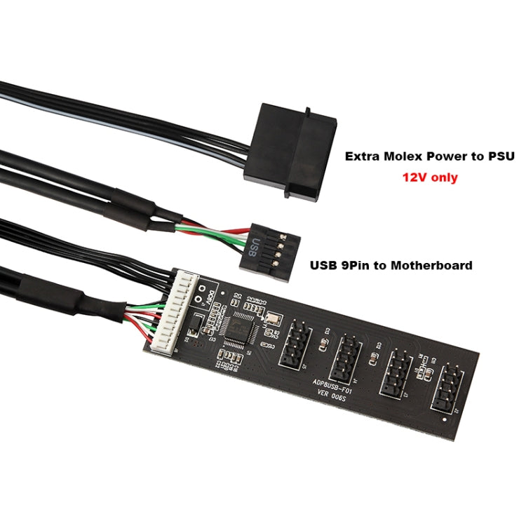 USB 2.0 9pin To 4 9pin Hub Internal Motherboard Header With 4pin Powered, 9pin To 4 9pin