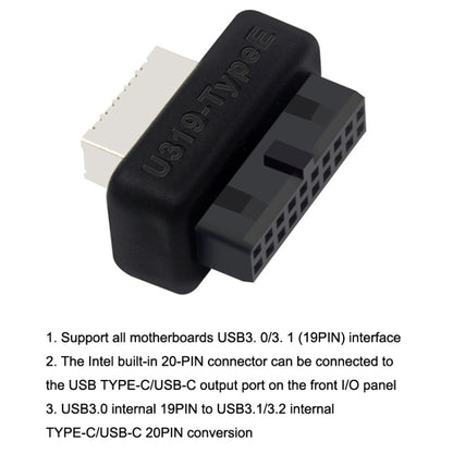 2pcs Mainboard USB3 19P/20P to TYPE-E Adapter Chassis Front TYPE-C/USB-C Plug Port, 2pcs