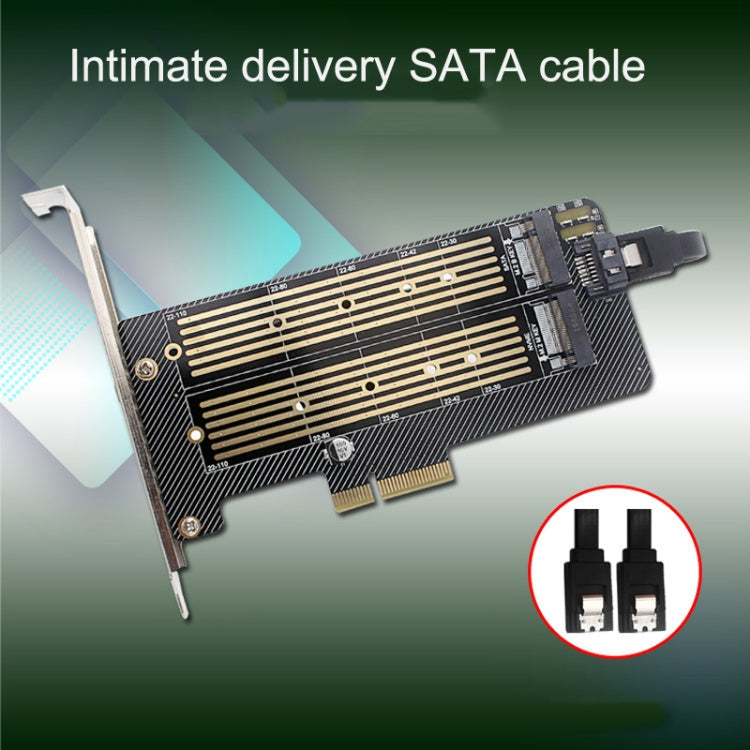 M.2 NVME NGFF SSD To PCIE SATA Dual Disk Conversion Expansion Card Supports MKEY BKEY Wiring, PH39