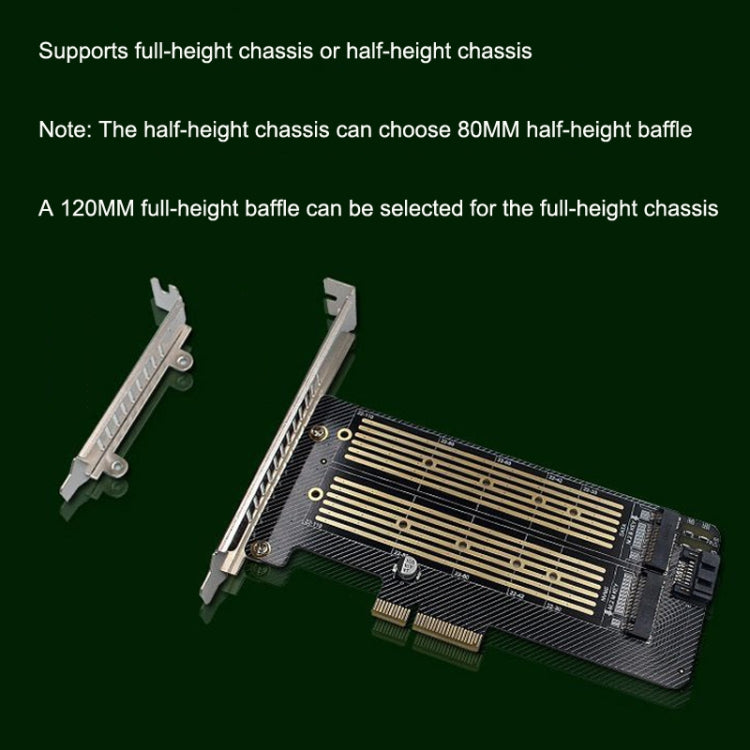 M.2 NVME NGFF SSD To PCIE SATA Dual Disk Conversion Expansion Card Supports MKEY BKEY Wiring, PH39