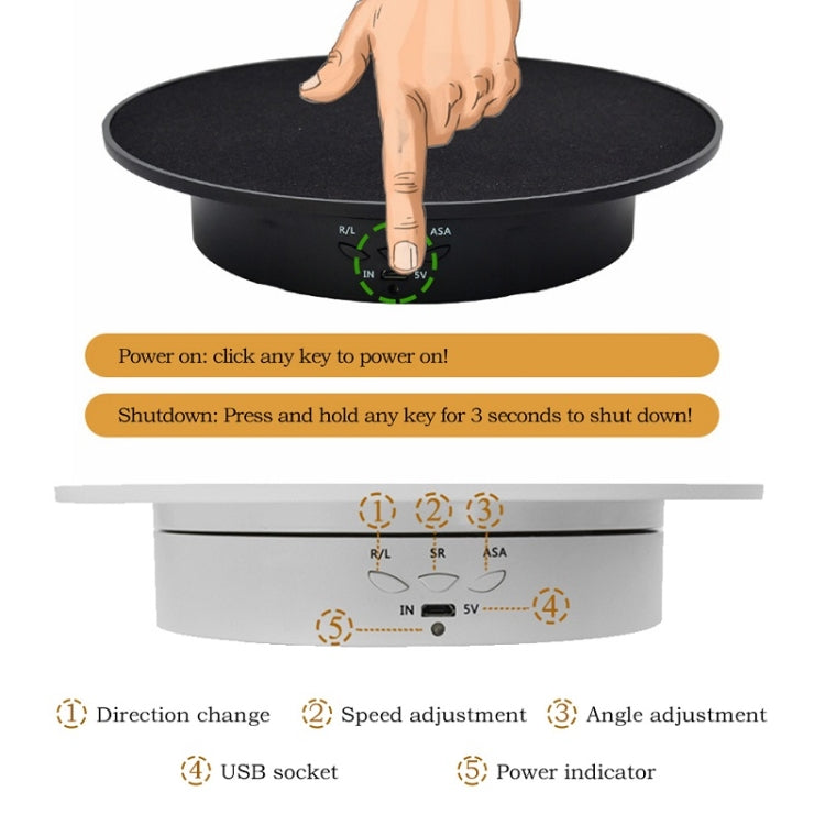 20cm Remote Control Electric Turntable Live Shooting Rotating Display Stand