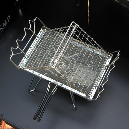COOLCAMP Outdoor Camping Stainless Steel Bread Rack Foldable Portable BBQ Mesh Rack